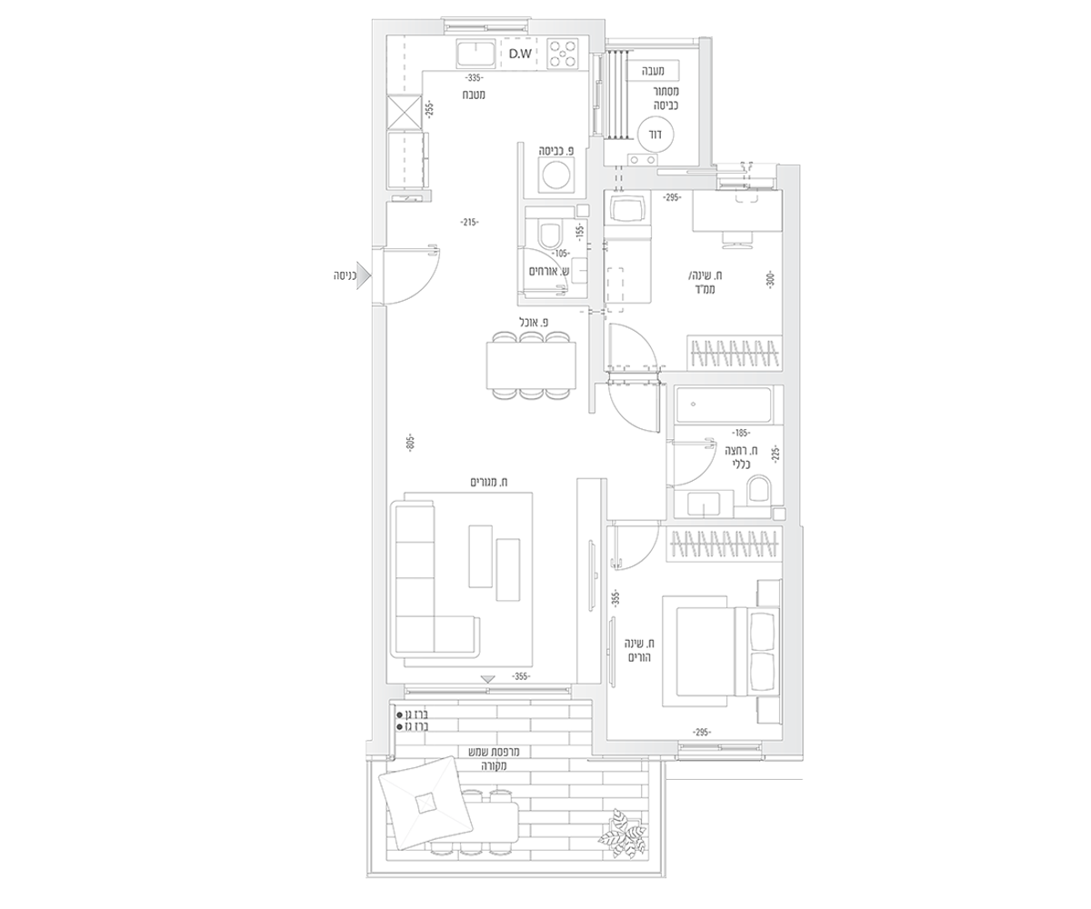 квартира 3 комнаты (D3 модель)